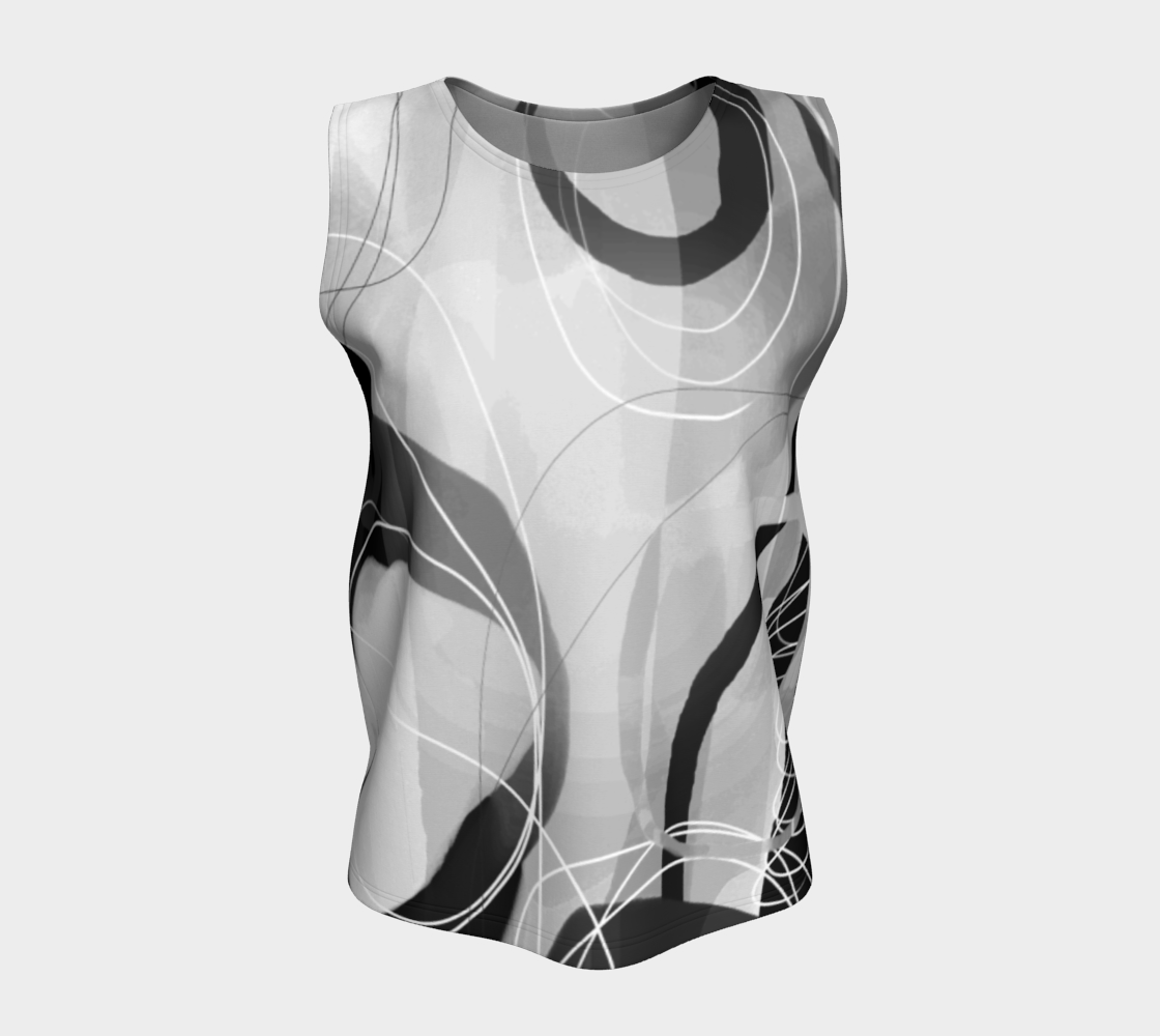 Shenanigans  Loose Tank by Deloresart in Greyscale - deloresartcanada