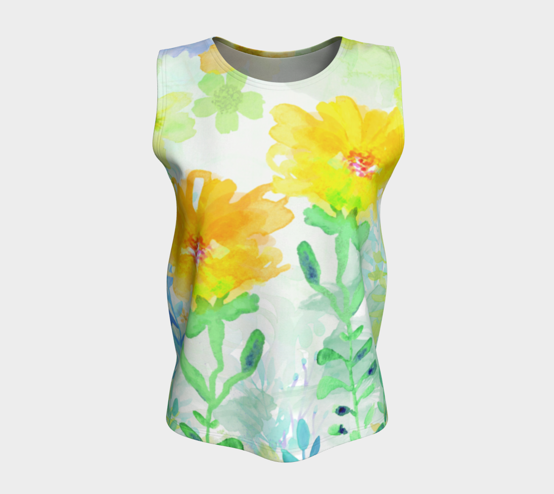 Cloral Foral Loose Tank in Yellows - deloresartcanada