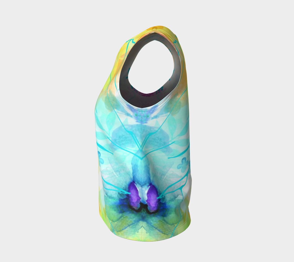 Posy Cluster Loose Tank in Turquoise, Yellow and Pink - deloresartcanada