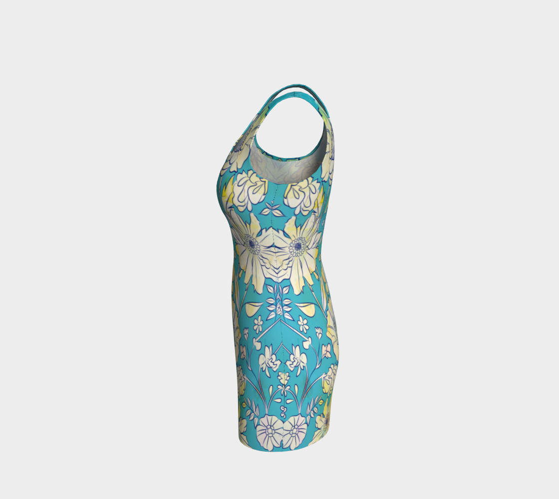 Francella Turquoise Bodycon Dress by Deloresart