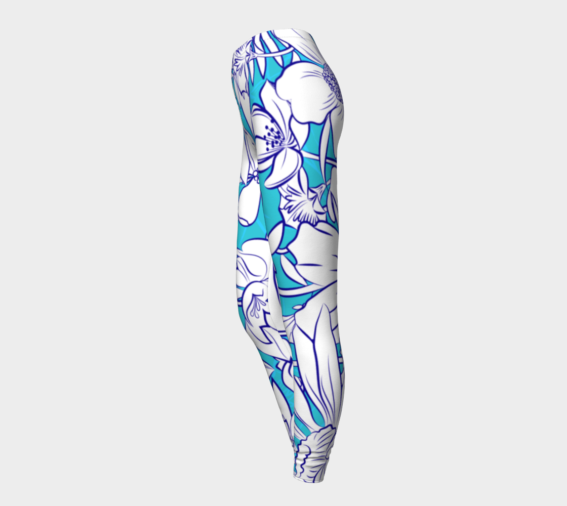 Teal Flower Meadow Leggings  by Deloresart
