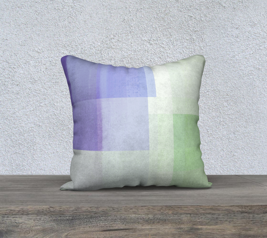 Square Off Purple and Green Throw Pillow by Deloresart