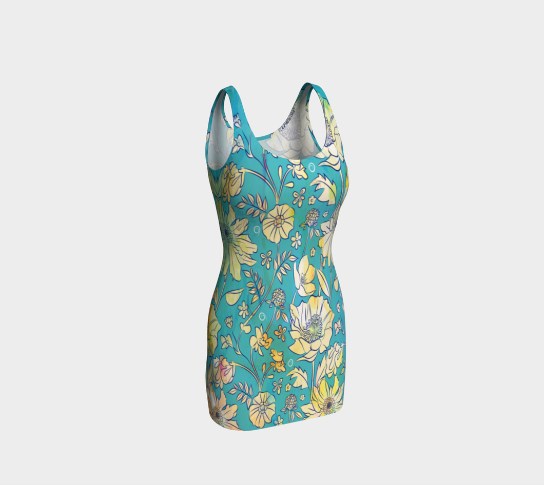 Francella Turquoise Bodycon Dress by Deloresart