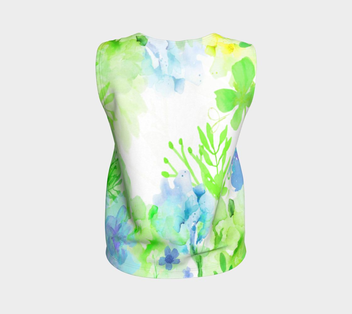 Nature's Bounty Loose Tank in Turquoise and Soft Lime - deloresartcanada