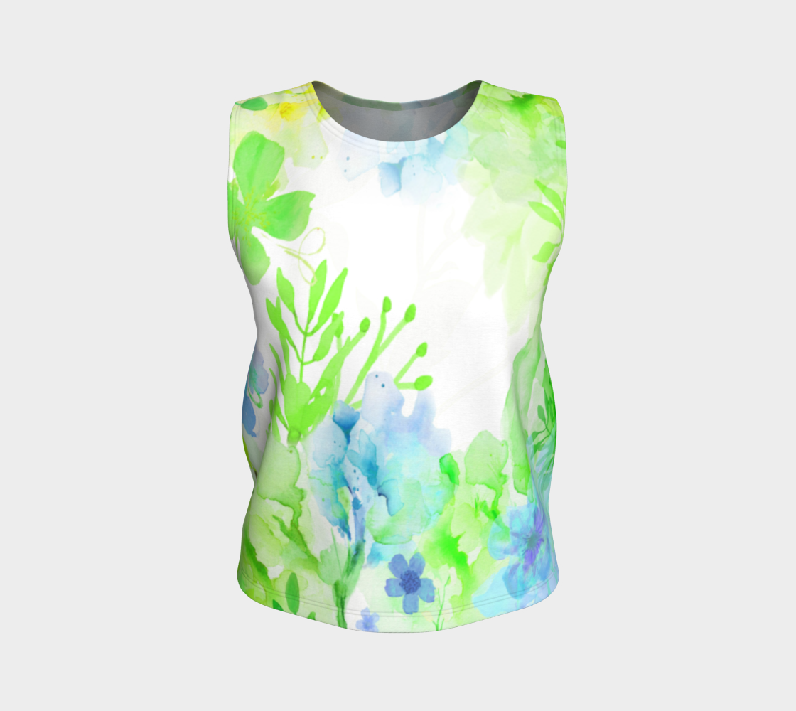 Nature's Bounty Loose Tank in Turquoise and Soft Lime - deloresartcanada