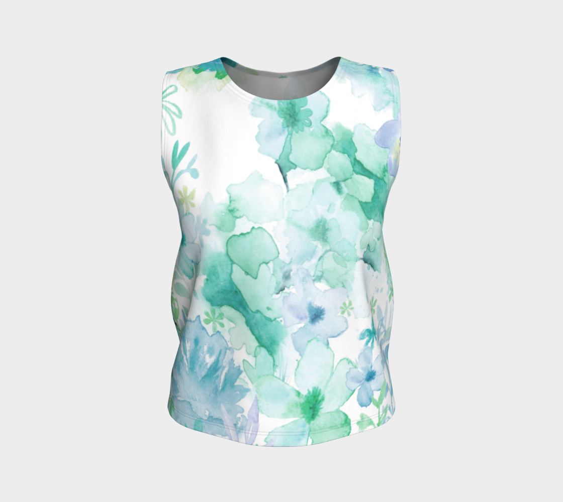 Harmonious Garden Loose Tank in Muted Greens - deloresartcanada