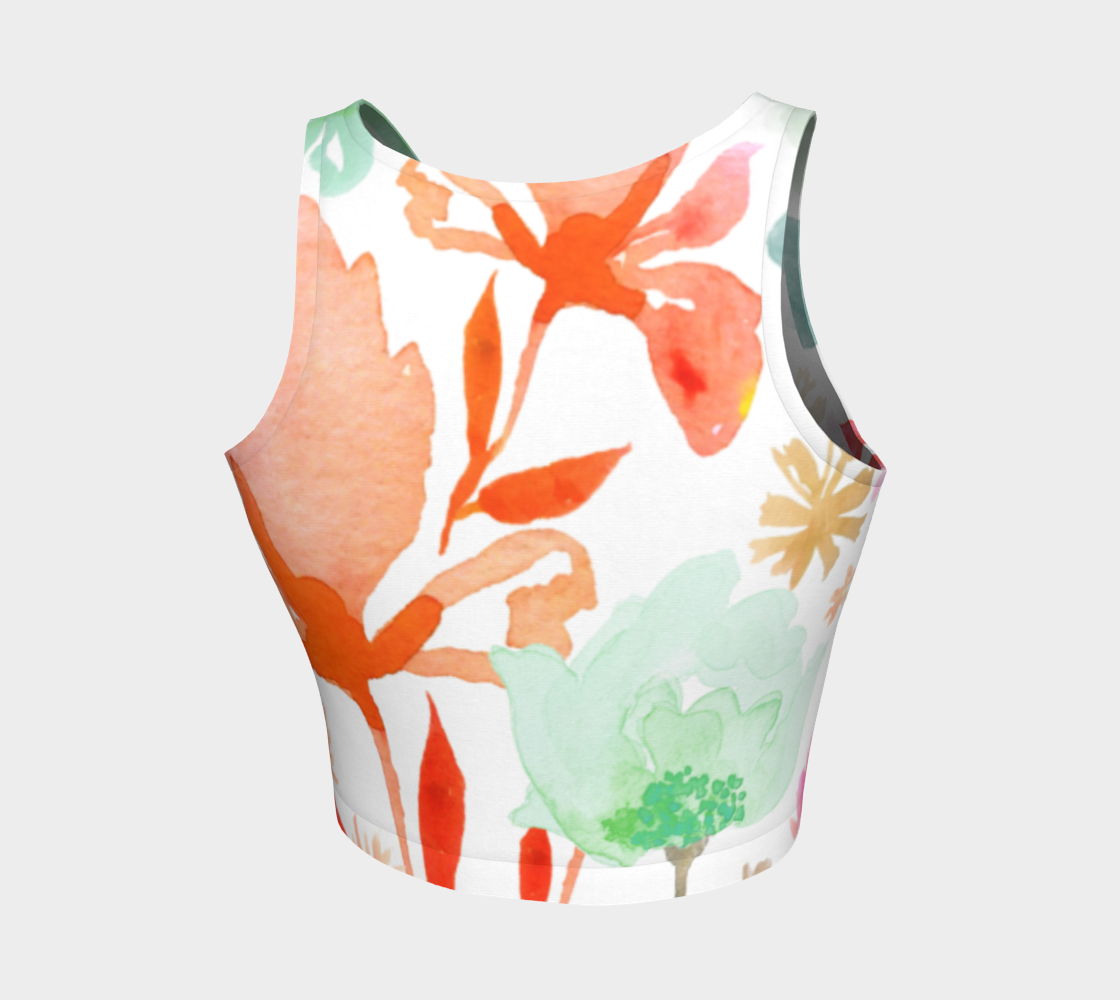 Dreamy Garden Coral Crop Top by Deloresart - deloresartcanada