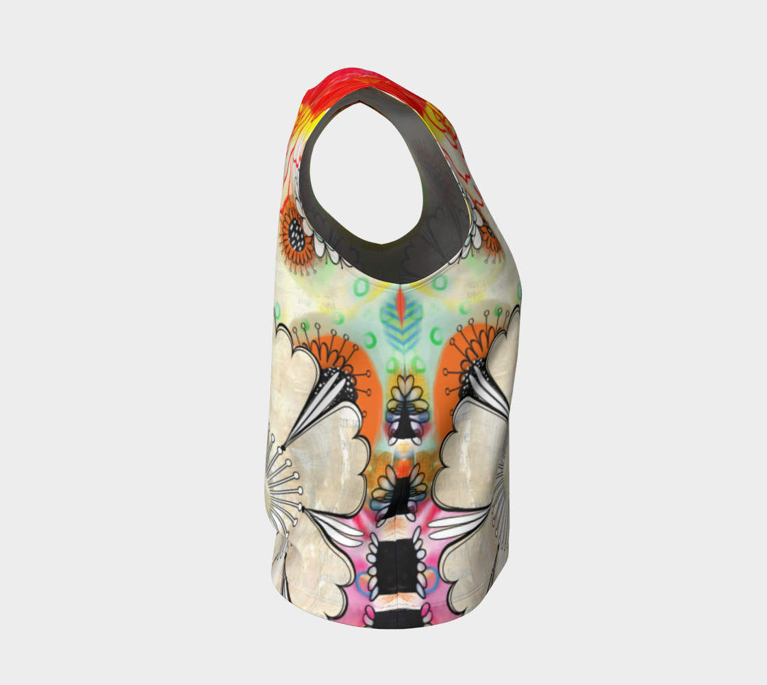 Flower Power Loose Tank by Deloresart in Reds - deloresartcanada