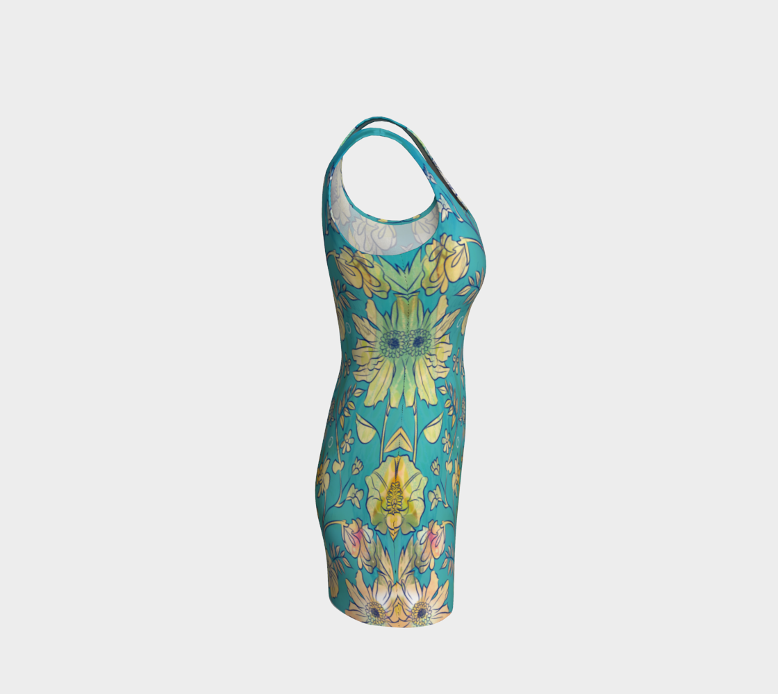 Francella Turquoise Bodycon Dress by Deloresart