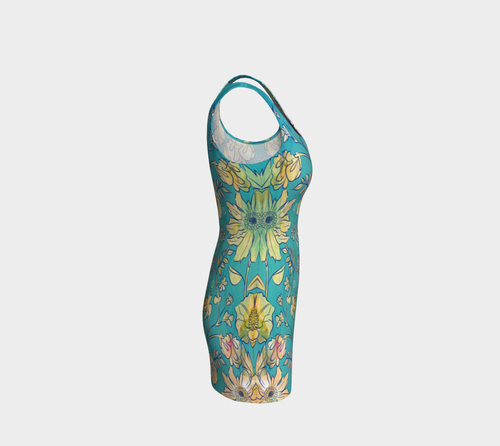 Francella Turquoise Bodycon Dress by Deloresart