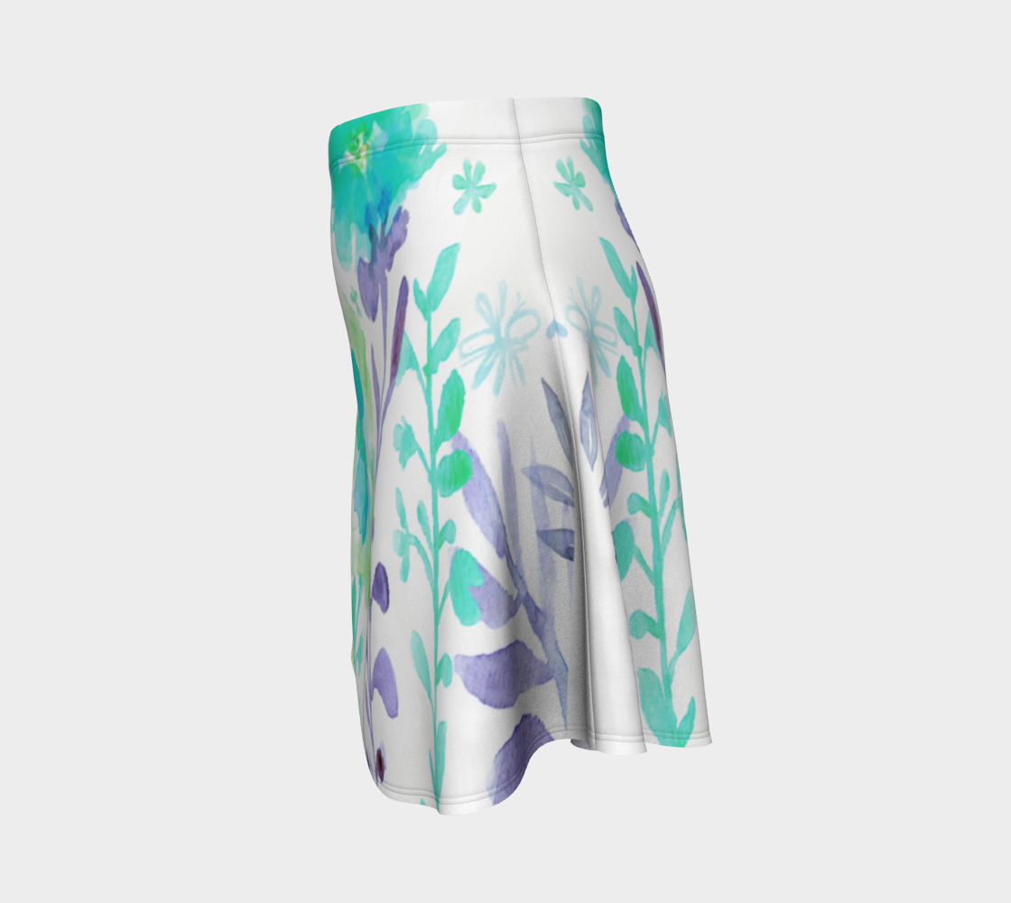 Grandma's Garden Teal Flare Skirt by Deloresart