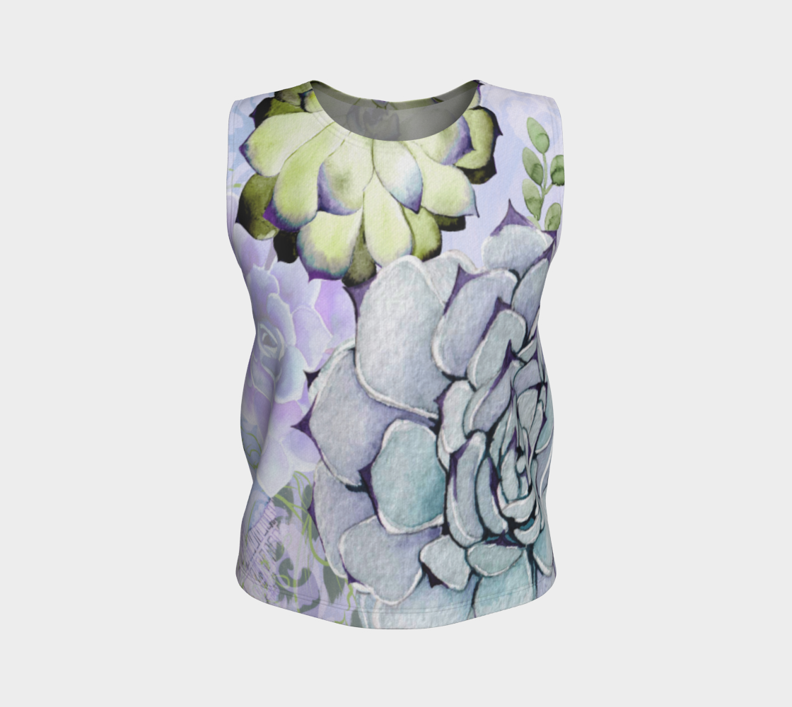 Pekinese Garden Loose Tank in Mauve and Moss - deloresartcanada