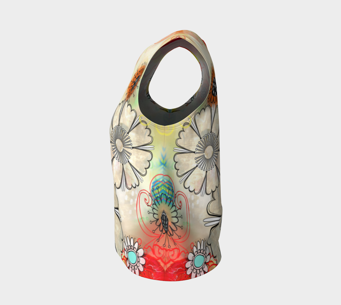 Flower Power Loose Tank by Deloresart in Reds - deloresartcanada