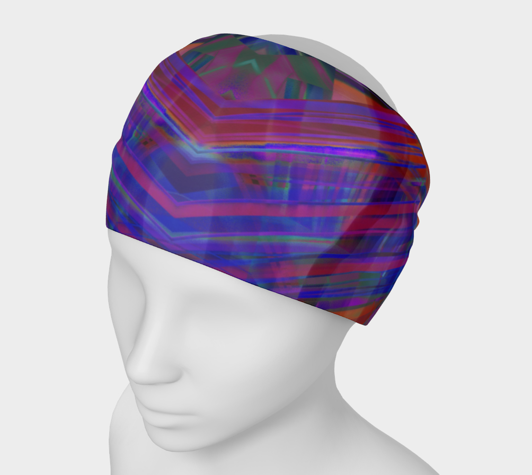 Tartan Cliffs Blues and Reds Headband - deloresartcanada
