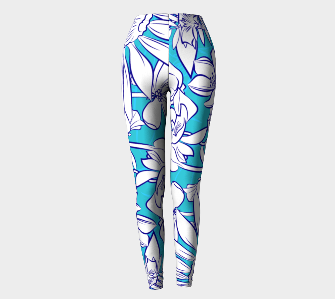 Teal Flower Meadow Leggings  by Deloresart