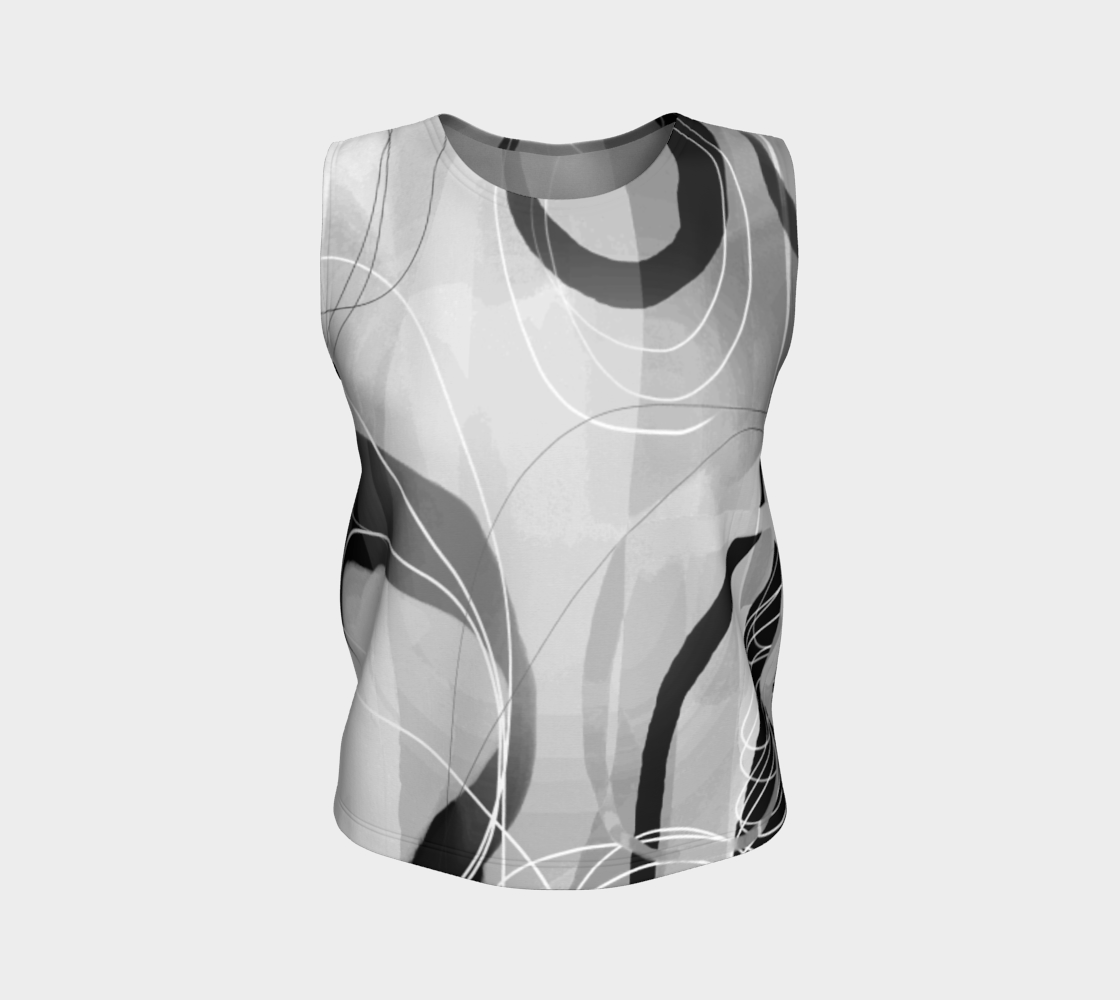 Shenanigans  Loose Tank by Deloresart in Greyscale - deloresartcanada