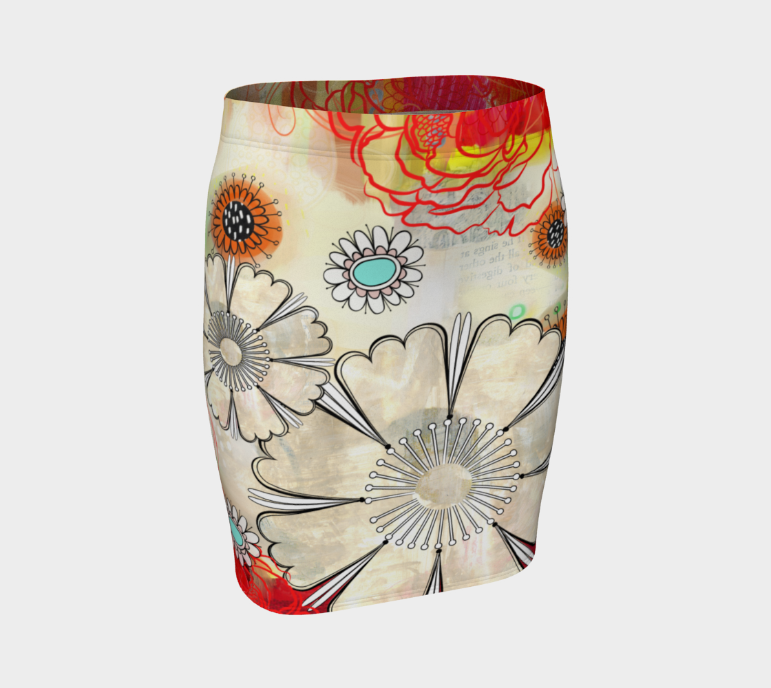 Flower Power Fitted Skirt by Deloresart - deloresartcanada