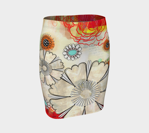 Flower Power Fitted Skirt by Deloresart - deloresartcanada
