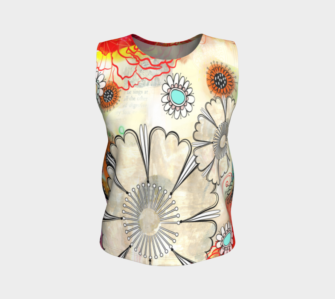 Flower Power Loose Tank by Deloresart in Reds - deloresartcanada
