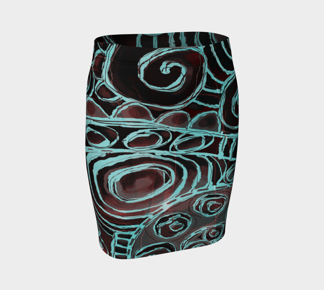 Crazy Swirl Fitted Skirt by Deloresart - deloresartcanada